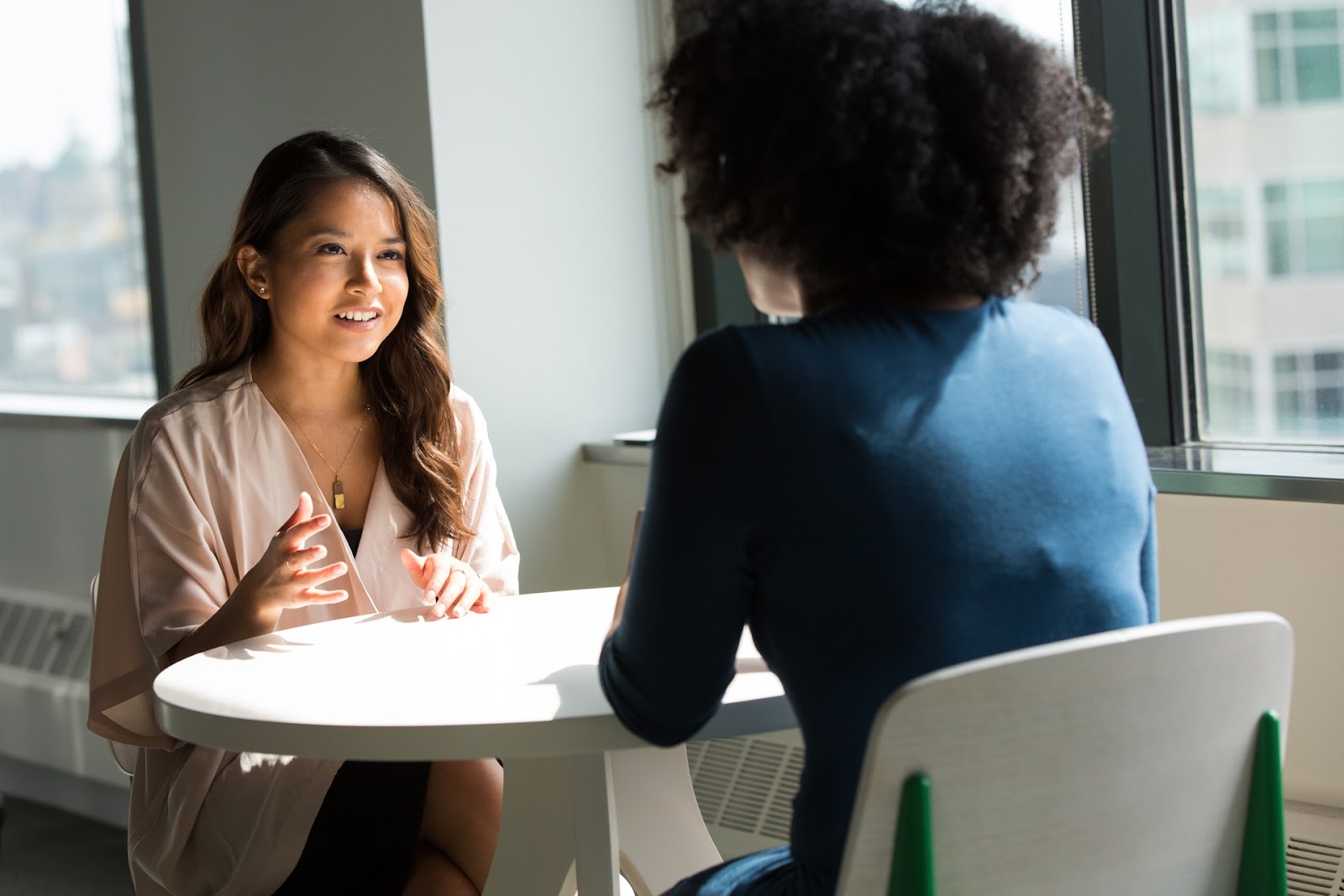 Two women having a performancn appraisal chat