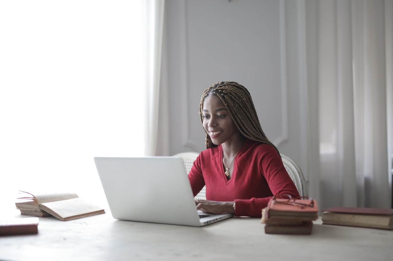 A photo of a remote employee working from home.