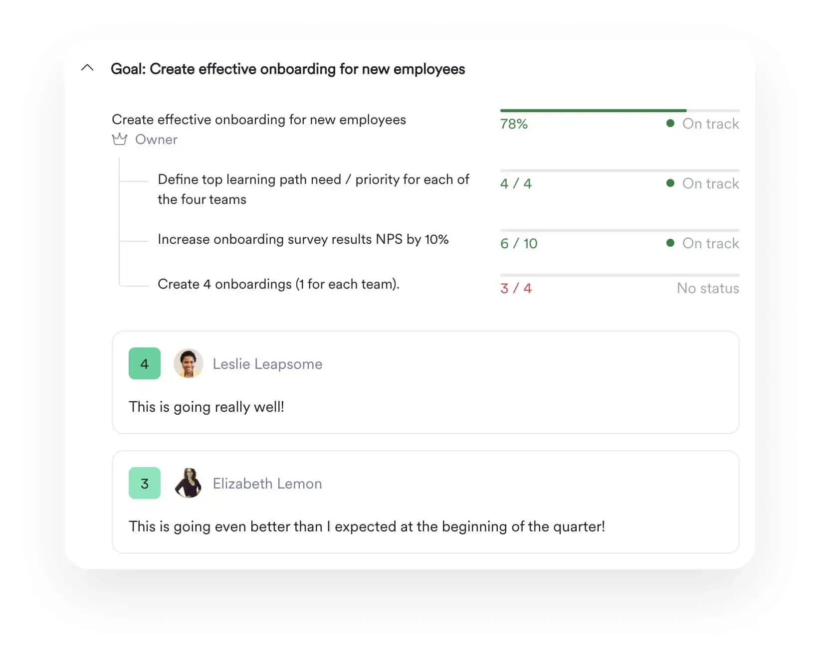 User interface of Leapsome’s performance appraisals module