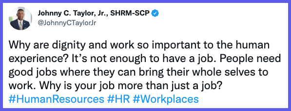 Tweet by HR influencer Johnny C. Taylor