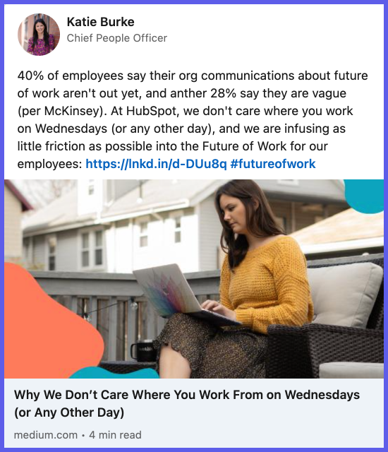 LinkedIn post by HR influencer Katie Burke