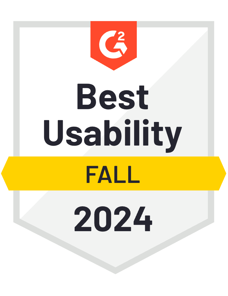 G2 Badge Best Usability - Fall 2024