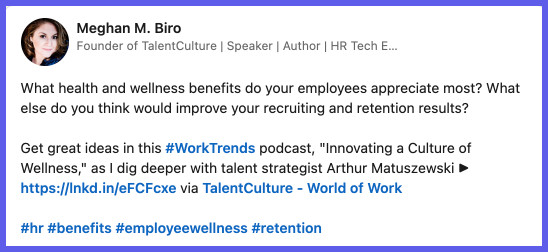 LinkedIn post by HR influencer Meghan M. Biro